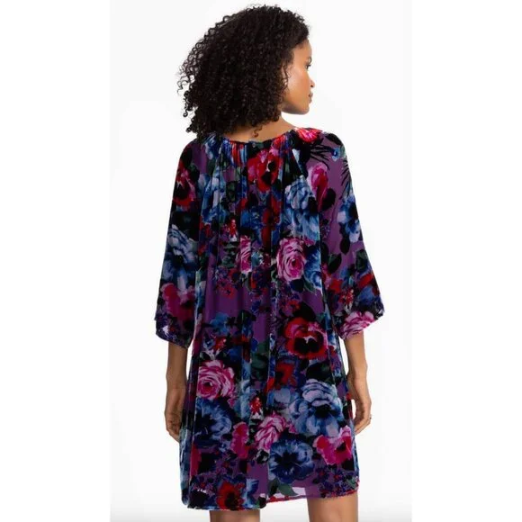 JADE Johnny Was $550 Hollis Mini Velvet Floral Dress Size Small